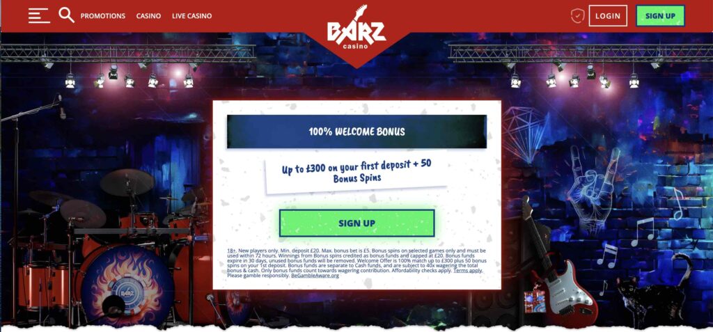Barz Casino Welcome Offer