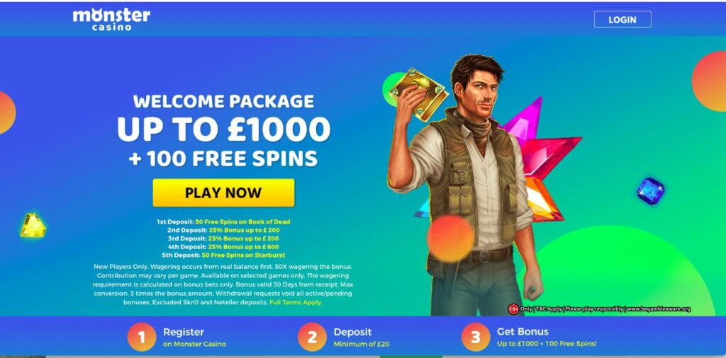 Monster Casino Review - Bonus & 100 Free Spins - Rated 3/5