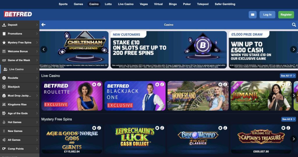 Betfred Casino Homepage