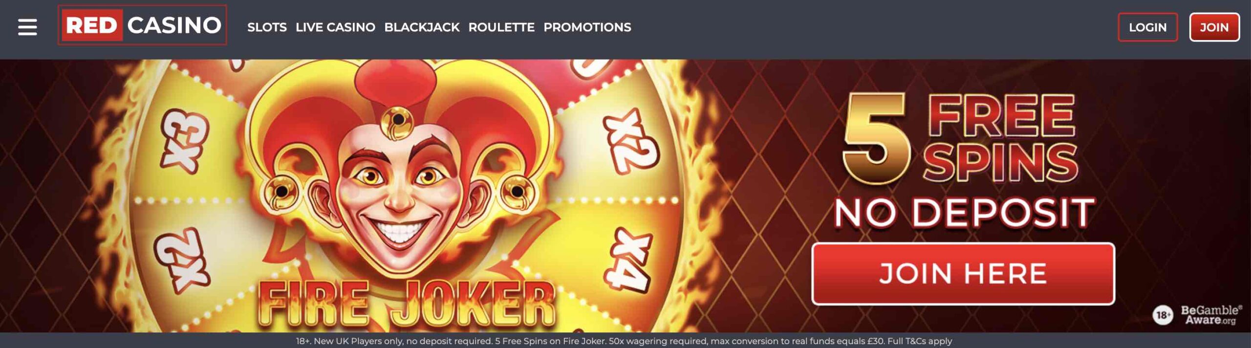 Red Casino Review - 5 Free Spins No Deposit - Rated 3/5